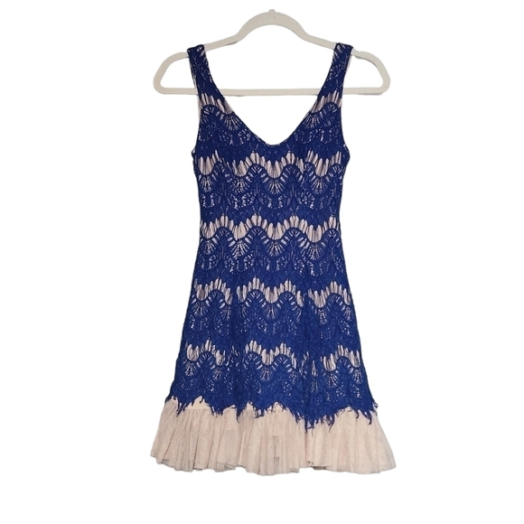 𝅺b DARLIN Blur & Cream Lace Overlay Dress with Tulle Sleeveless Sz: 5/6 Juniors - Picture 1 of 12